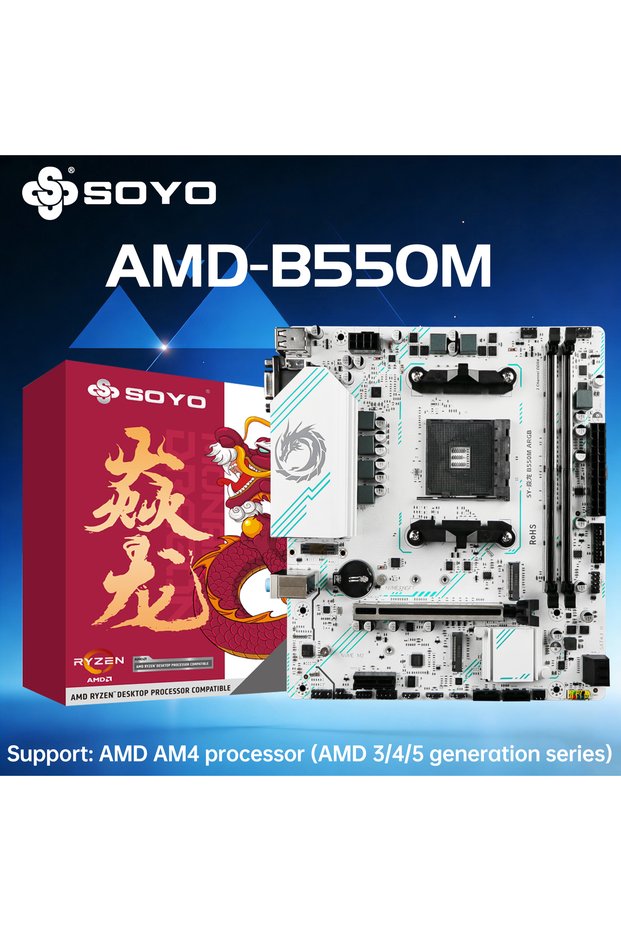 Motherboards SOYO AMD B550M Gaming Motherboard USB3.1 M.2 Nvme Sata3 DDR4 Dual Channel Supports RYZE