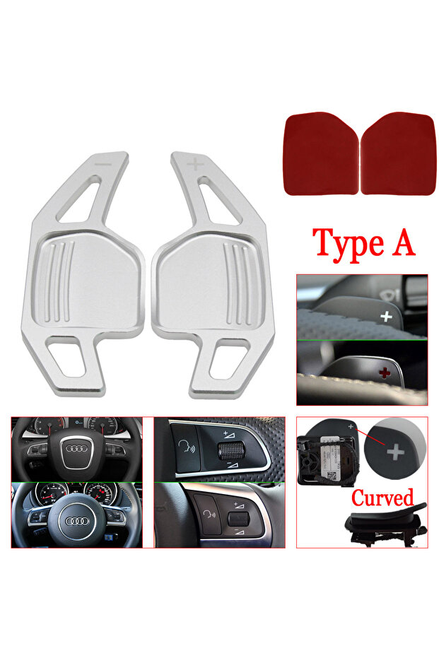 Silver For Audi TT MK2 8J A5 S5 A4 B8 A3 S3 8P Q5 8R Q7 A6 C6 R8 Sline 2005-2011 Car Steering Wheel
