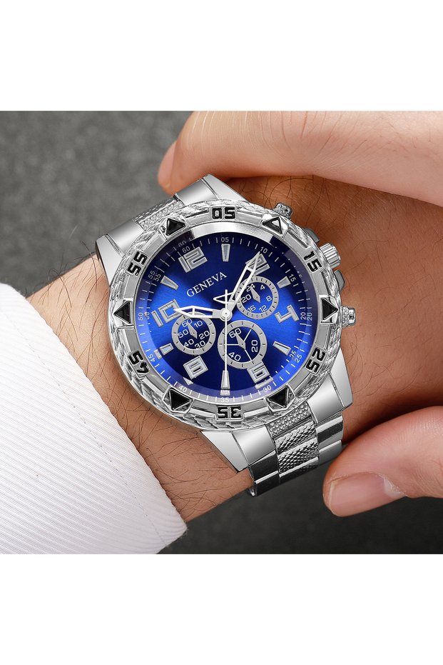 2 4/1 Pcs/set Men's Fashion Business Watches Large Display Analog Quartz Watch for Men Watch Gift Me