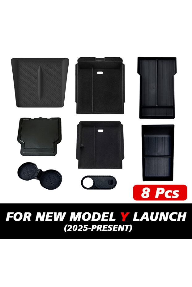 Flocking 8in1 لطراز Tesla الجديد Y 2025 إطلاق Juniper Console ومسند الذراع العلوي والسفلي Flocking S