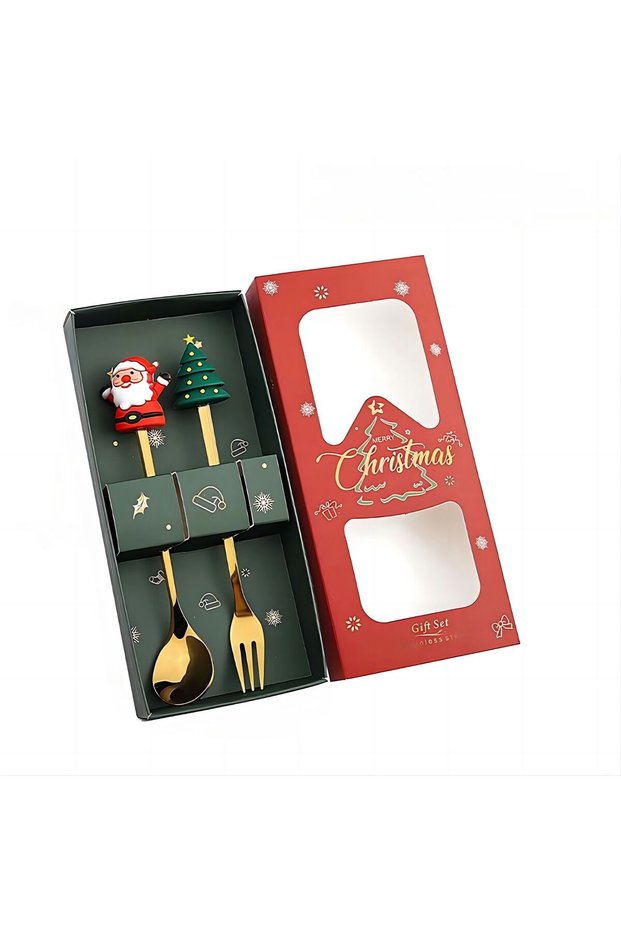 2pcs spoon fork (2/4/6pc) Christmas Spoon and Fork Set Stainless Steel Creative Tableware Coffee Tea