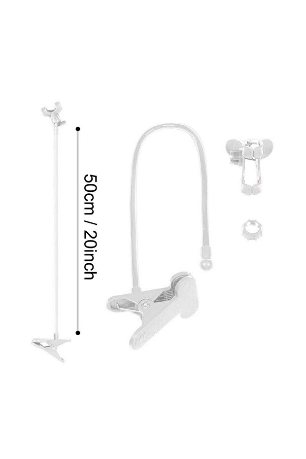 White 50CM Adjustment Cell Phone Clip On Stand Holder With Grip Flexible Long Arm Gooseneck Lazy Bra
