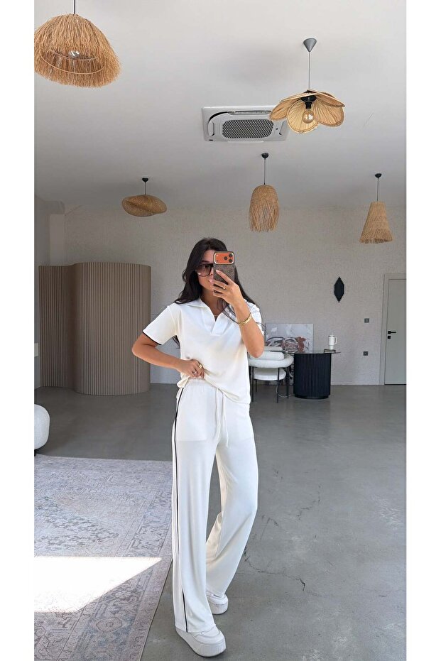 White Piping Collar Suit