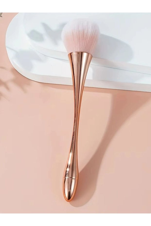 1PC Rose Gold Rose Golden Fan Makeup Brush,Cosmetic Brush Loose Powder Brush ,Highlighting Brush Blu
