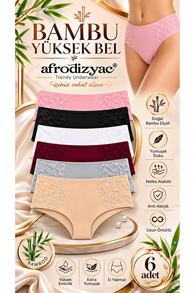 6-Pack High Waist Lace Bamboo Bato (Extra Soft and Flexible)