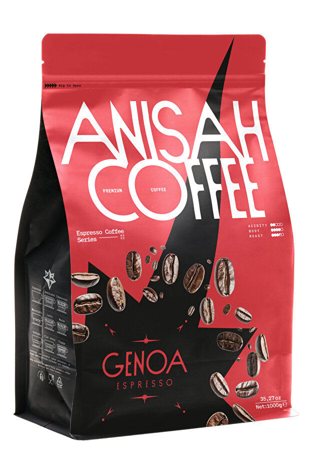 Genoa Espresso Whole Bean Coffee | 1000 Grams | Aromatic Taste and Rich Cream
