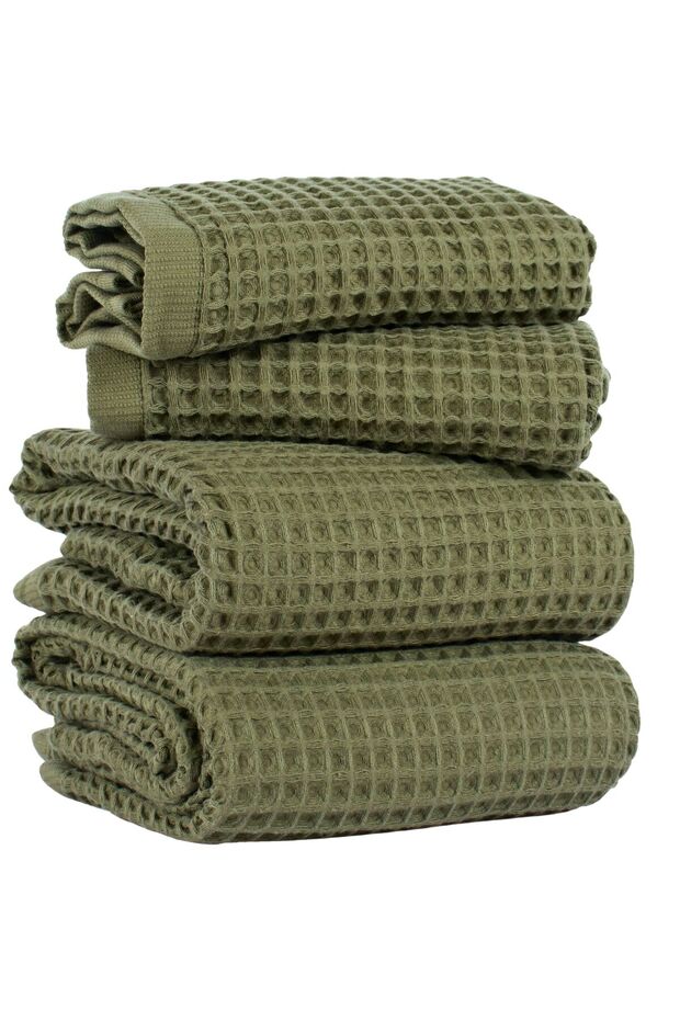 Luxury 4-Piece Waffle Weave Towel Set (2 Bath + 2 Hand), 100% Cotton Quality Quick-Drying Towels