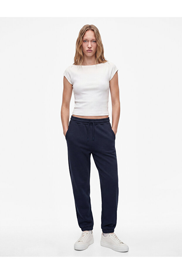 Three-Threaded, Ruffled, Pocketed, Tie-Waist Jogger Sweatpants