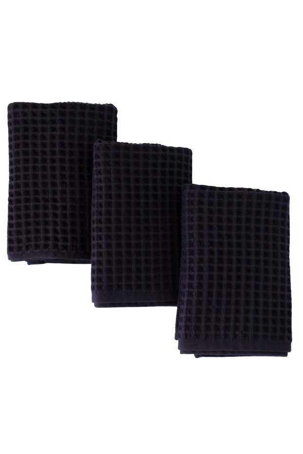Luxury Hand Towel Set of 3, Waffle Weaving, 100% Cotton High Quality Quick Drying Hand Towels