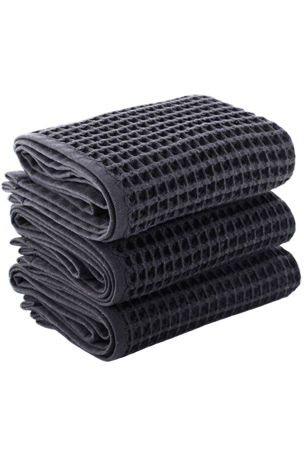 Luxury Hand Towel Set of 3, Waffle Weaving, 100% Cotton High Quality Quick Drying Hand Towels