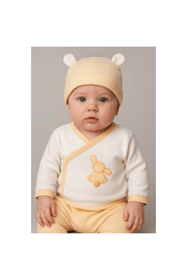 4-Piece Newborn Hospital Discharge Set with Self-Gloves and Rabbit