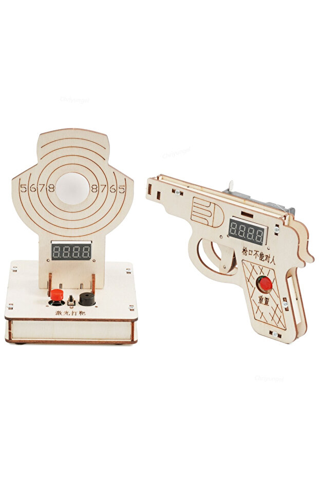 1 Kit STEM DIY Wooden Target Shooting Game Kit Interactive Building Toys for Kids Educational Scienc
