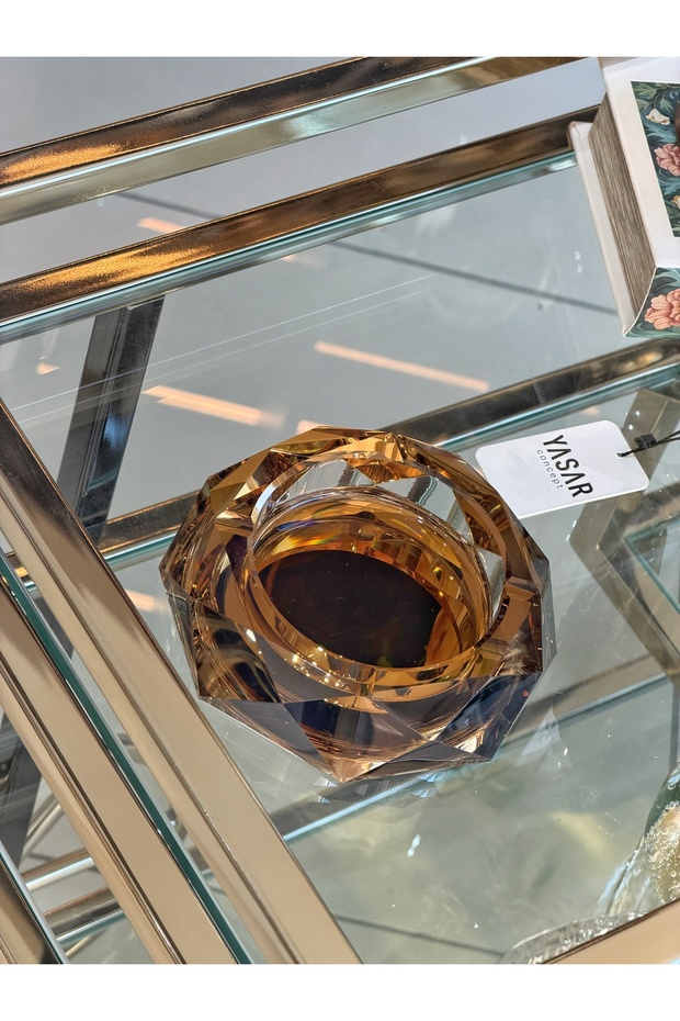 Mario Crystal Ash Tray Ashtray Amber