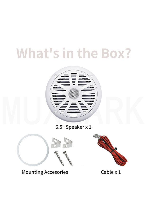 Speaker 6.5" 1PCS White Speaker MUXEARK 180W 6.5" Marine Speakers 2 Way Waterproof And Weather Resis