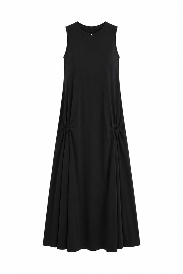 Black Sophisticated Ruched Detail Dress