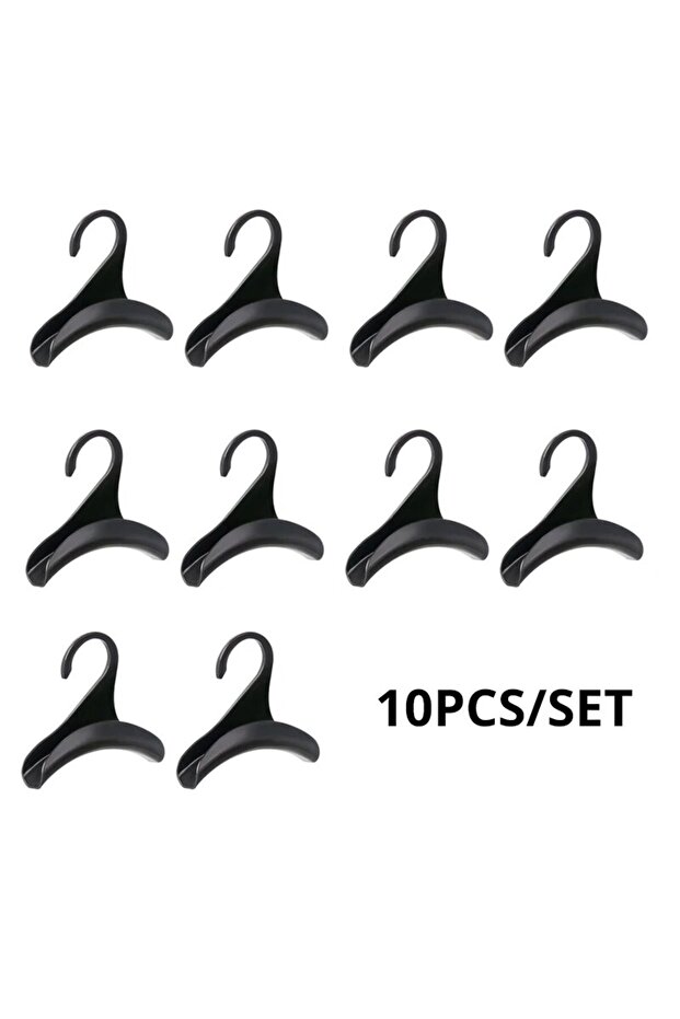 black 10pcs 10pcs Widen Plastics Hanger Connection Hook Stackable Space Saving Storage Multifunction