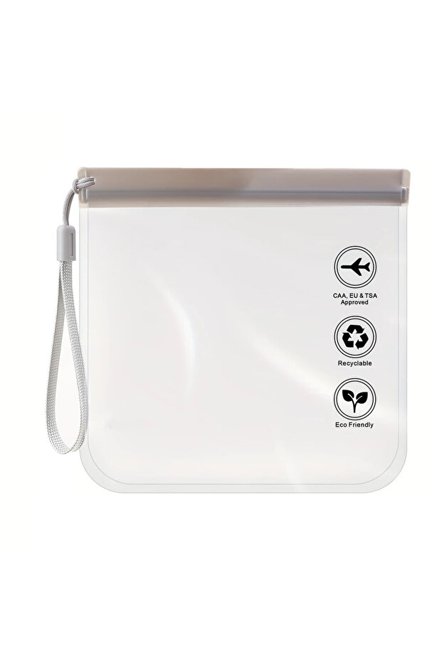 2PCS Gray 1pc Transparent Toilet Bag, Portable Travel Essentials, Flight Makeup Liquid Leak Proof, R