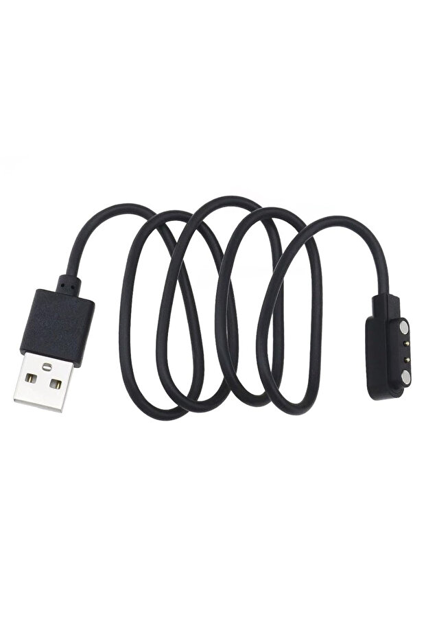 Black 2 Pin USB Cable Charger for Ticwatch GTX/CXB01, P66D, Haylou Solar LS05, RT LS05S, RT2 LS10, Y