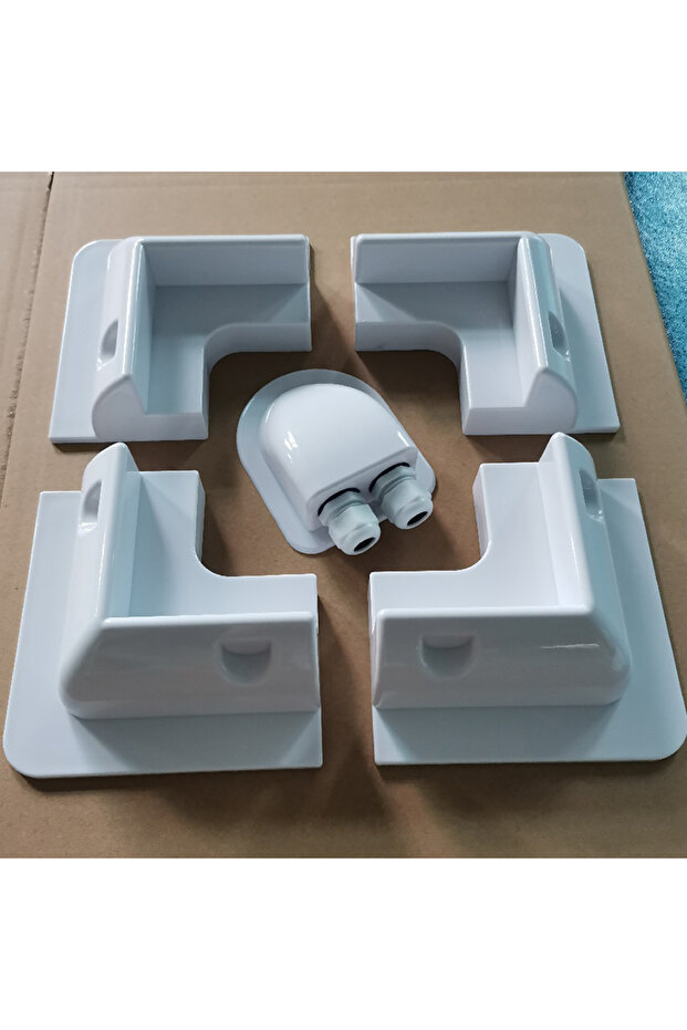WHITE Solar Panel ABS Plastic Mounting Bracket with 5 Non Drilling Corner Kits, RV Marine Flat Top C
