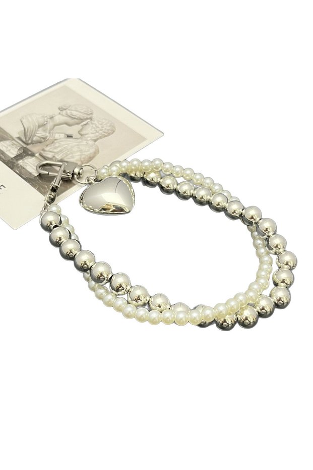 Other Pearl Love New Ins Cool Style Universal Phone Lanyard Simple Pearl Love Double Chain Wrist Pho