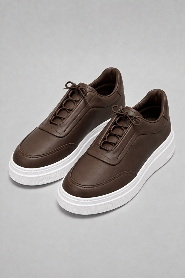 Men's Brown Sneakers for Daily Wear, Orthopedic, Thick Sole Walking Shoes