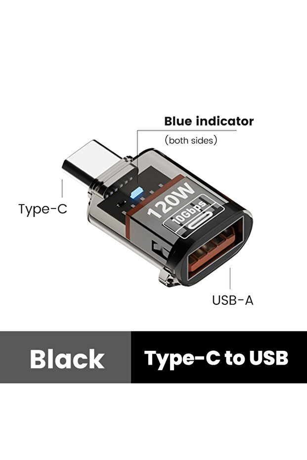 محول NNBILI CM-AF-Black بقوة 120 واط USB3.2 Gen2 OTG من أنثى إلى ذكر USB-C للشحن السريع ومزامنة البيانات لهواتف آيفون