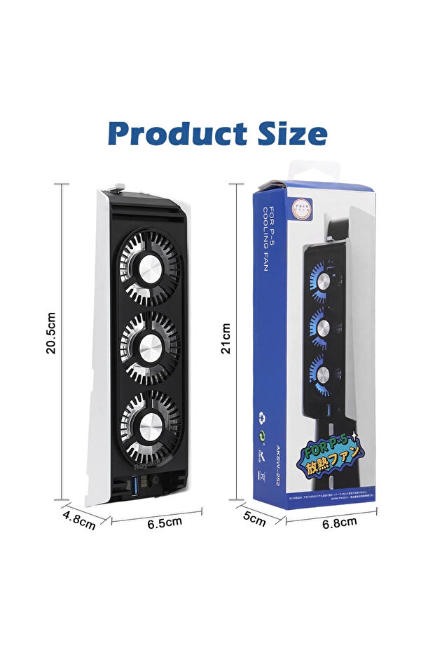 Black Upgraded For PS5 Cooling Fan Quiet Cooler Fan LED Light USB3.0 Hubs for PS5 Disc & Digital Edi