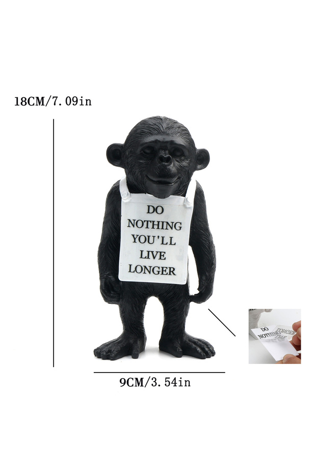 black Monkey Gorilla Sculpture Home Decoration Creative Decoration Black and White Tag Modern DIY Mo