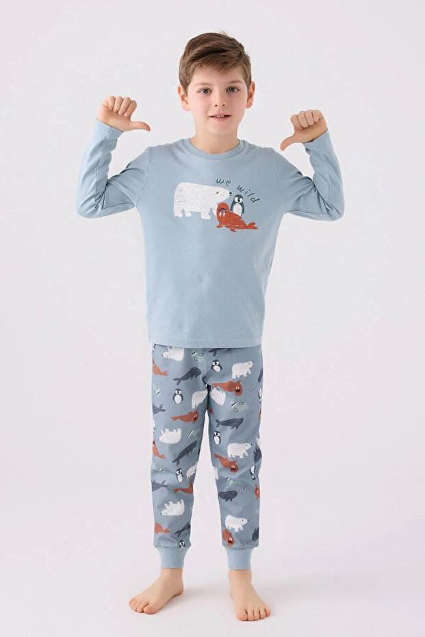 2-8 Years We Wild Penguin Boy's Boy's Suit-Baby Blue