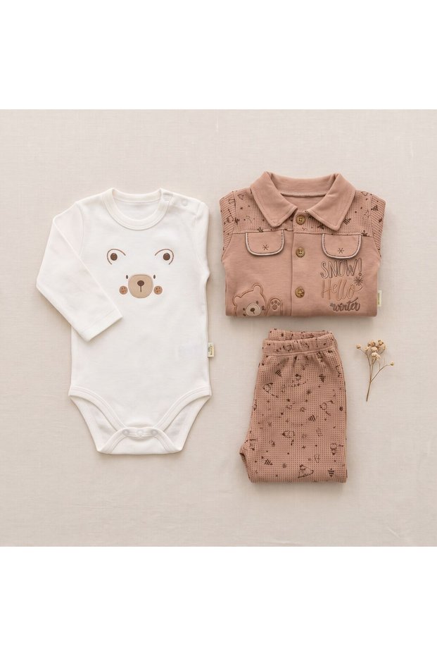 Baby Boy Waffle Panda 3-Piece Set