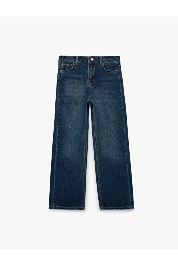 Cotton Loose Fit Wide Leg Denim Trousers
