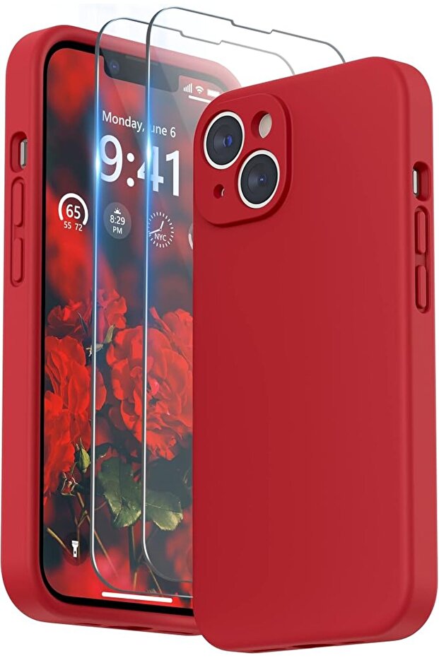 Surfly Design Case for iPhone 14 Plus Case with Screen Protector and Camera Protector Liquid Silicone Case for iPhone with