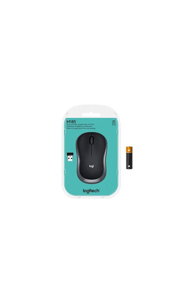 M185 Wireless Mouse, 2.4GHz with USB Mini Receiver, 12-Month Battery Life, 1000 DPI Optical Tracking, Ambidextrous, Compatible with PC, Mac, Laptop