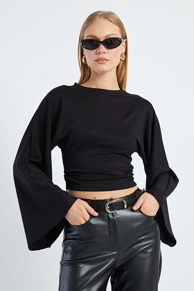 Drapeli Wide Sleeve Modal Blouse