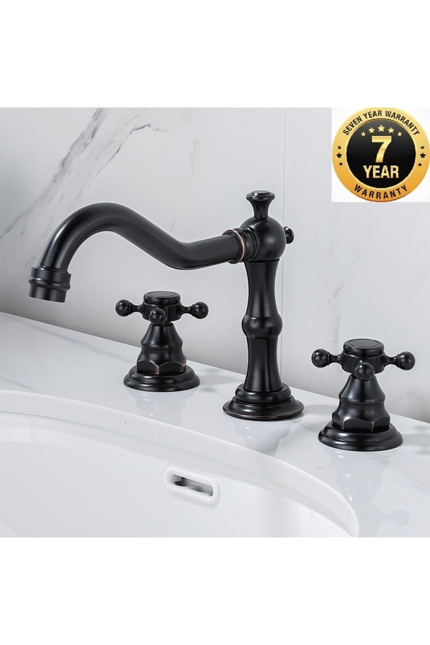 Bathroom Sink Faucet Built-In Black Set of 3 Rustic New Imported with 7 Years Warranty