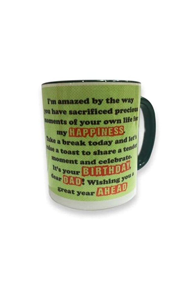 Impress Ceramic Coffee Mug with Happy Birthday Wishes to Dad