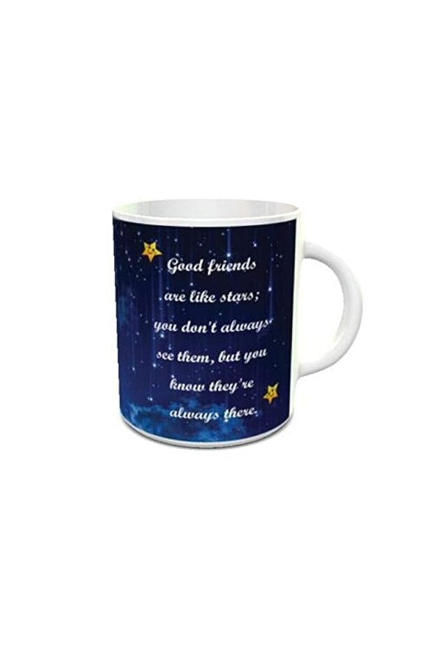 Impress Good Friends Quote Design Ceramic Coffee Mug (White)