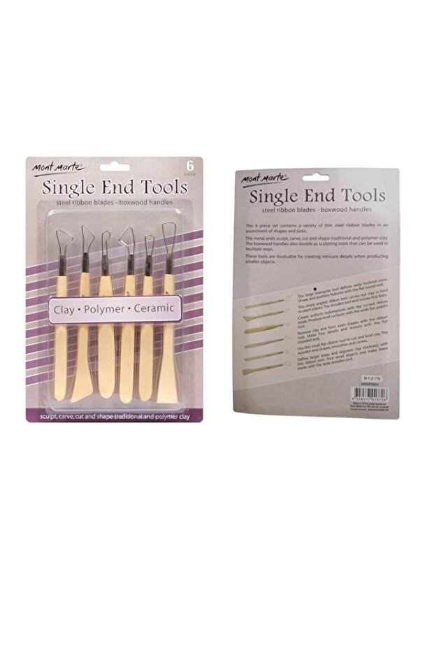Hasanat Essentials Single End Clay Sculpting Tools Set – 6 Pieces for Sculpting, Carving, Cutting & Shaping Clay and Polymer Clay