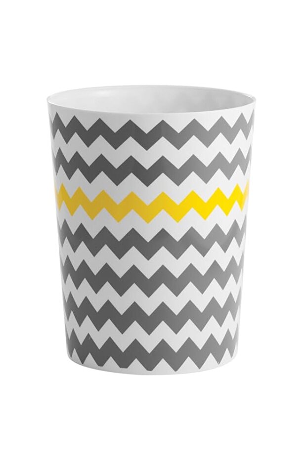 Idesign Chevron Waste Can, Gray/Yellow, 8" X 10"