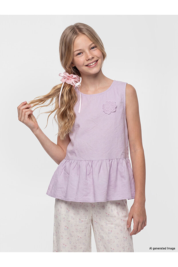Nevavm Ruffled Embroidered Girl's Blouse with a Difference
