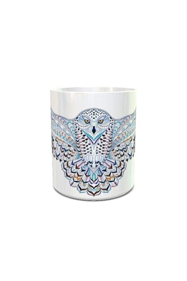 imPRESS White Ceramic Coffee Mug with Etnic Owl Design