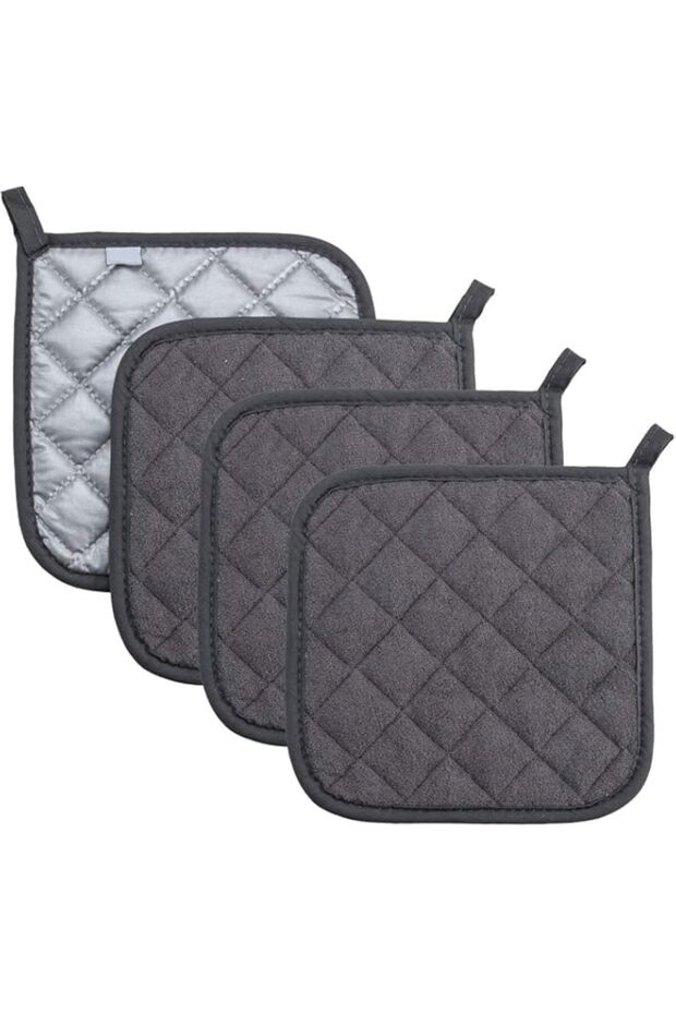 Bukela Pot Holders 4 Pack Heat Resistant Hot Pads for Kitchen Countertops Oven Grey