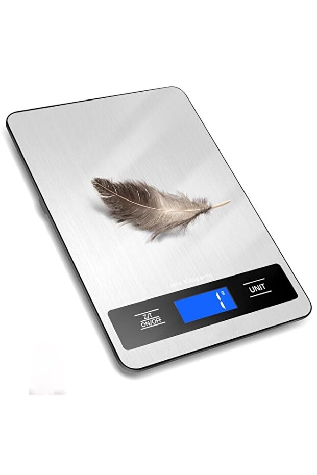 Digital Kitchen Scale, 10kg Stainless Steel Food Scale, High Precision 1g 0.05oz, LCD Display with Tare Function, Multi Unit Conversion for Baking Cooking Coffee Meal Prep, White