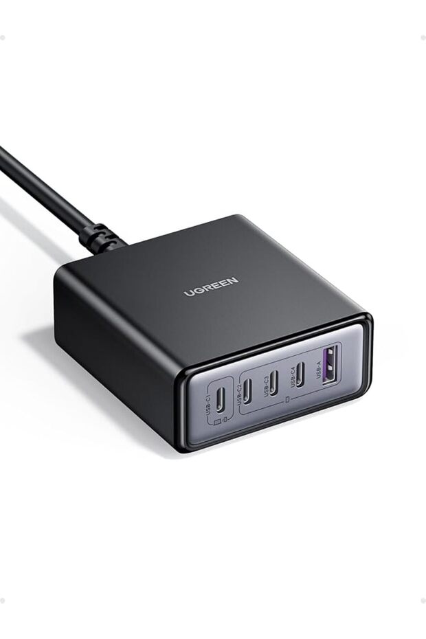 شاحن من يو جرين بمنفذ USB متوافق مع آيفون 17 و سامسونج جالاكسي و ماك بوك، 5 منافذ، 300 واط، شحن سريع