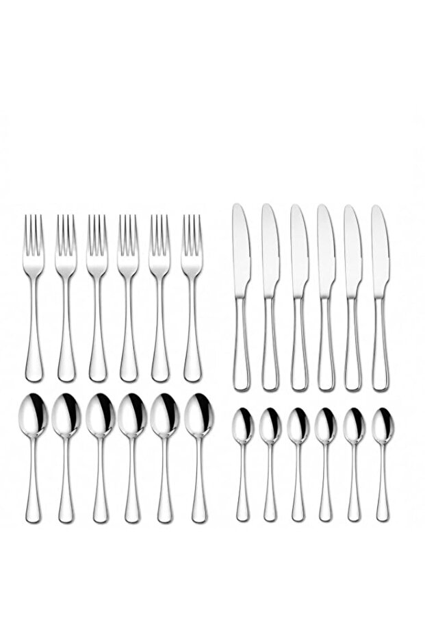 Mariyab 24 Pieces Cutlery Set, Stainless Steel Basic Flatware Cutlery Silverware for Home/Office/Party/Camping, Knife Fork Spoon Eating Utensils Set Service for 6, Mirror Polish