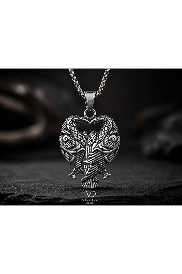 Stainless Steel Viking Mythology Raven Crow Pendant