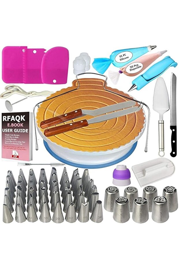 COOLBABY 124 PCS Cake Decorating Supplies Kit, Including Decorating Turntable Set Cake Decorating Tools Set