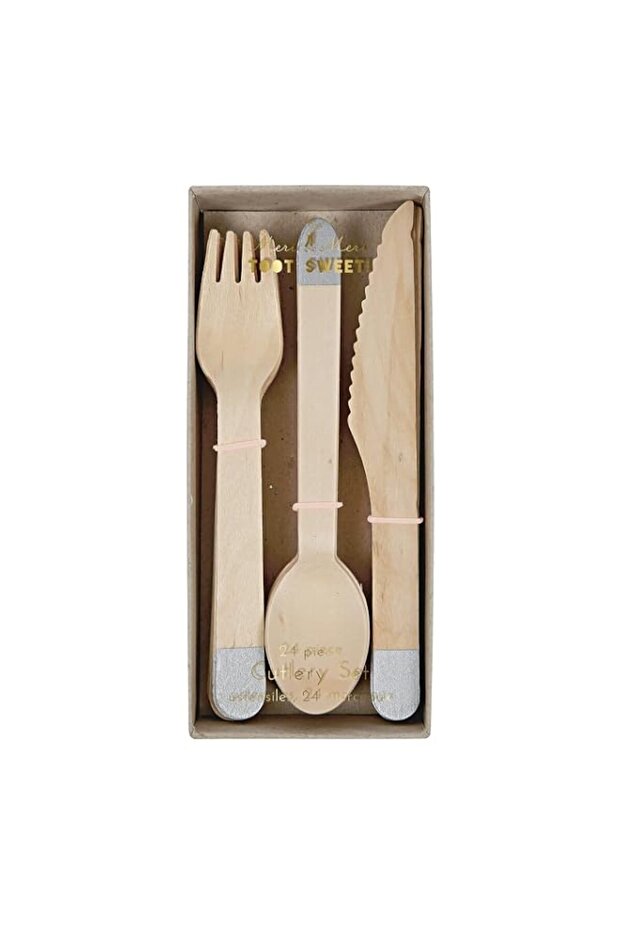 Meri Meri Wooden Cutlery Set - Silver