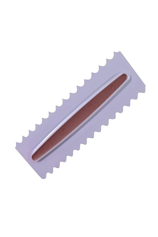 Fissman Cake Scraper, Cakes Decorating Comb and Icing Smoother Wavy Design, Effortless Plastic Sawtooth Polished, Decorating Fondant Edge Kitchen Baking DIY Tool Brown (Plastic_ Style 2)