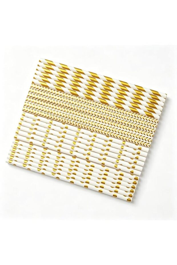 200 Pack Paper Straws - Biodegradable Drinking Straws for Parties, Birthdays, Weddings - 4 Designs